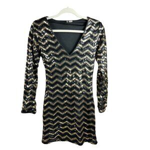 H&M Women's Sequin Black & Gold Mini Dress